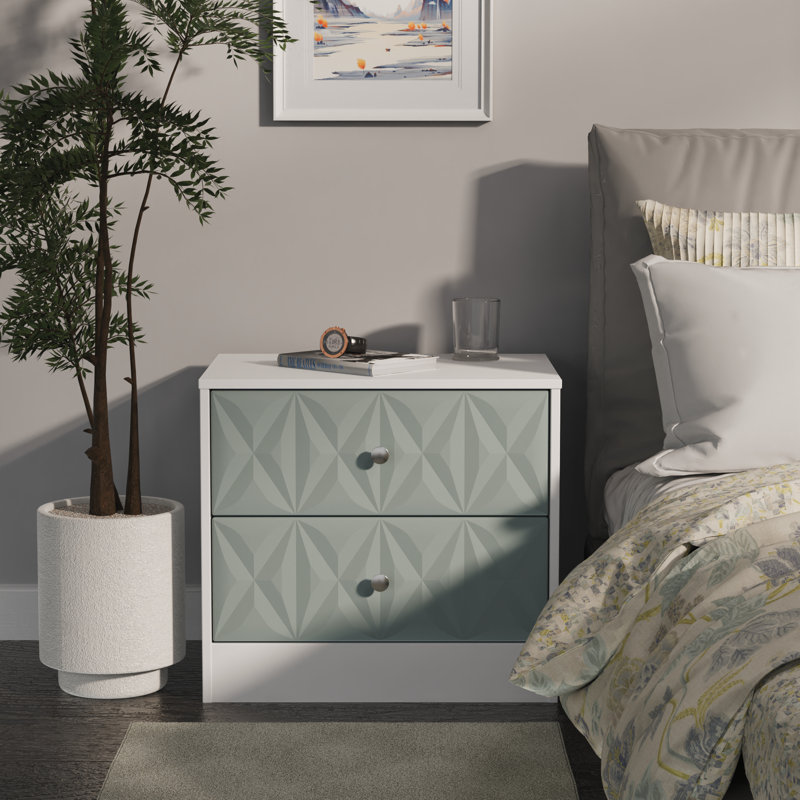 Ceinwen 58cm W Manufactured Wood Bedside Table, Duck/White