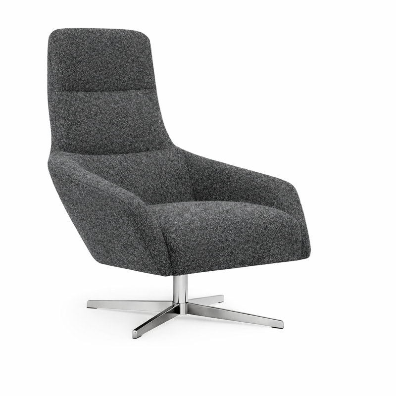 Fauteuil pivotant BRC 4 étoiles en laine, Laine gris foncé, Chrome chrome