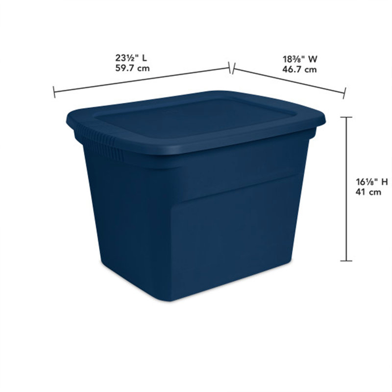 Sterilite Plastic Stackable Storage Tote Container Bin, Marine Blue