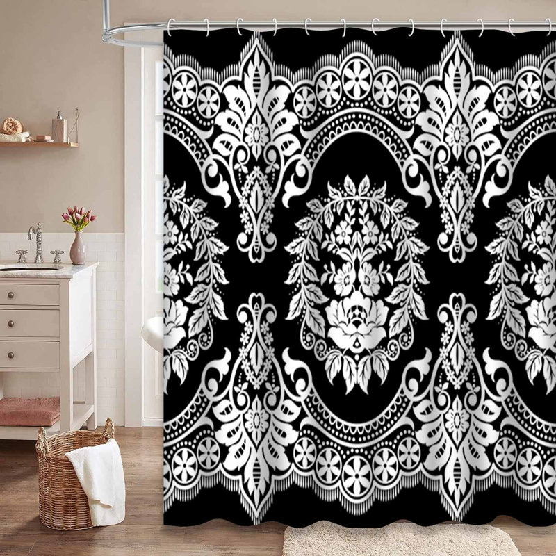 Rideau de douche imperméable à l'eau avec motif floral, L 72 po x l 72 po