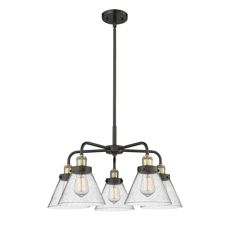 Lustre suspendu 5 lumières Cone, Grainé, Laiton antique noir