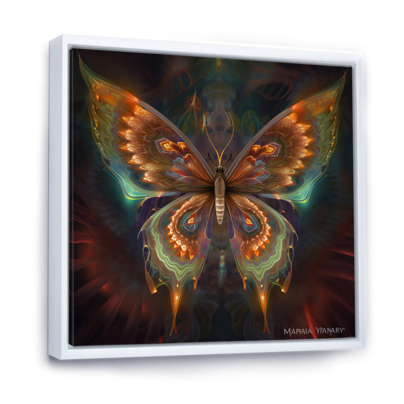 Papillon magique éthéré, H 30 po x l 30 po x P 1 po, Cadre flottant blanc