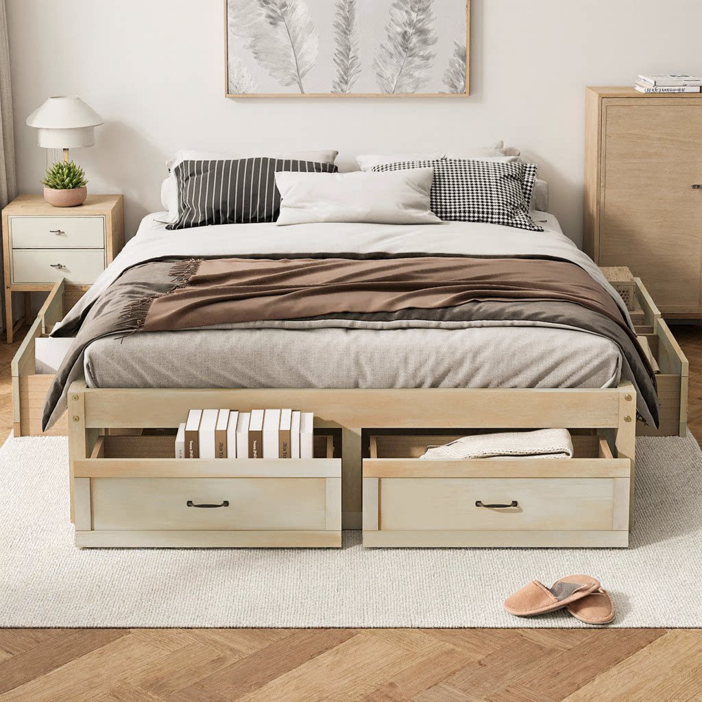 Picture of Latitude Run® Queen Size Platform Bed with 6 Storage Drawers ...