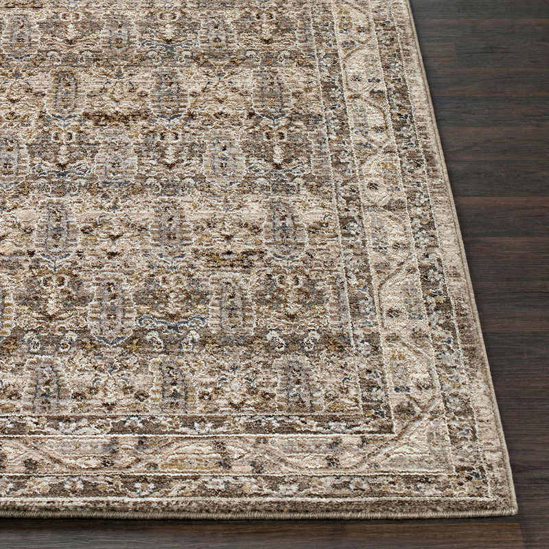 Arda Moroccan Fringed Rug, Medium Gray/Taupe/Charcoal/Olive/Light Brown, Rectangle 152 x 225 cm