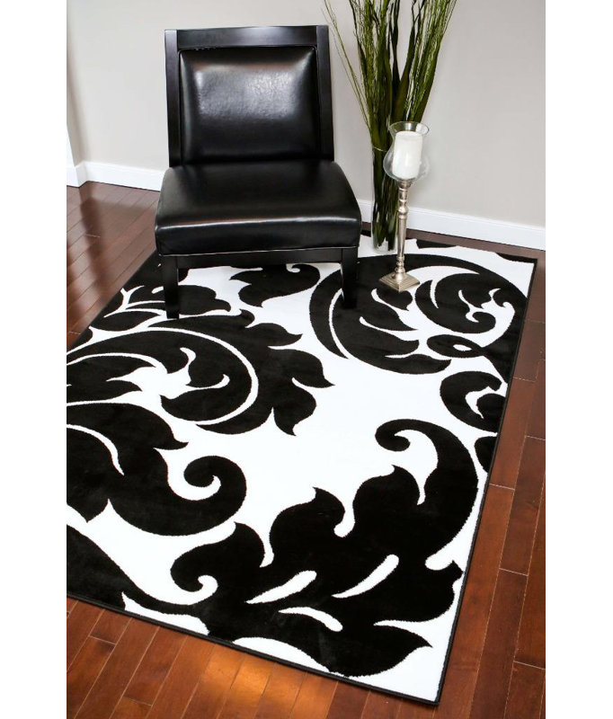 Tapis noir / blanc Milne, 10 pi x 13 pi
