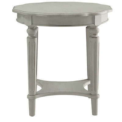 Antique Slate End Table With Bottom Shelf