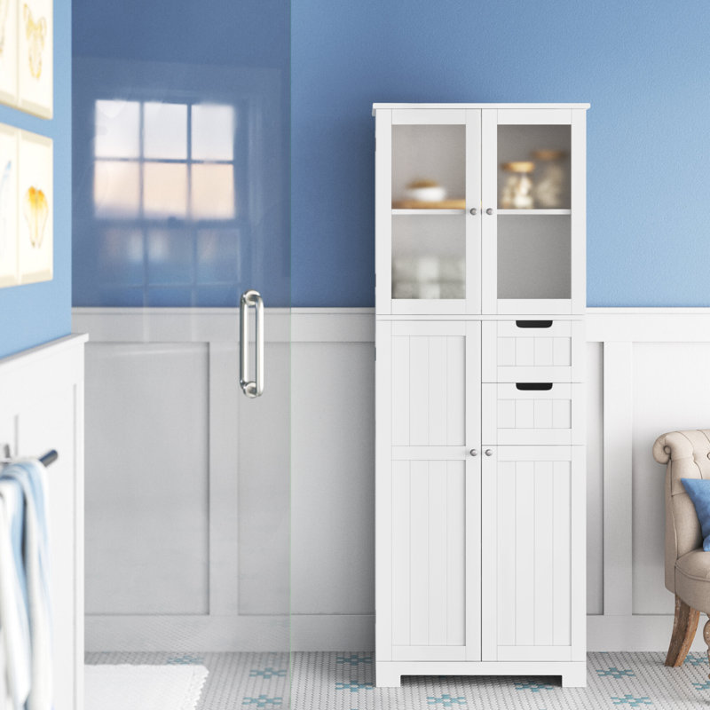 Almetter Freestanding Bathroom Cabinet with Drawers, White