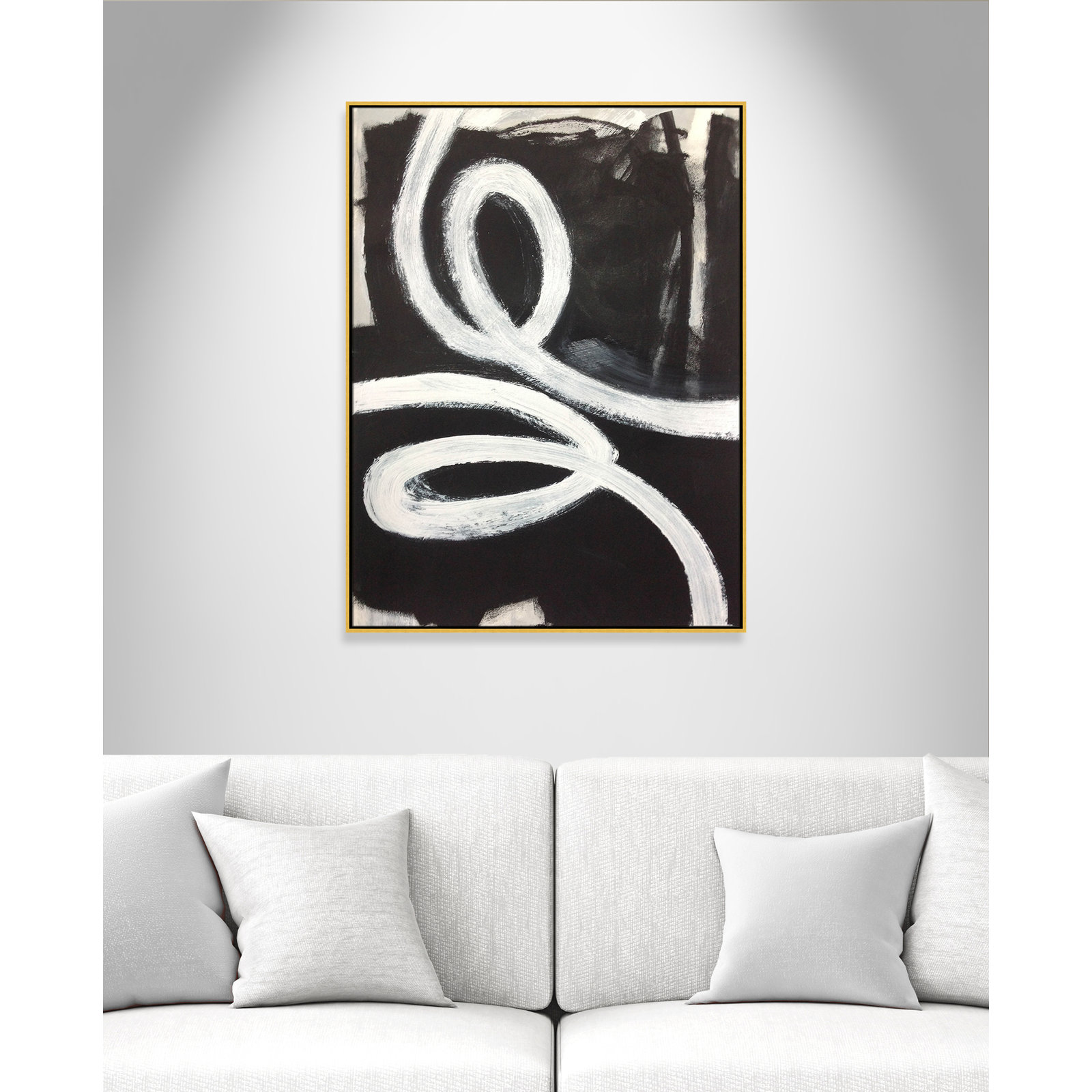 Bronte "Swirly Swirls I" Print, 49.5" H x 37.5" W x 2" D, Gold Floater Framed, No