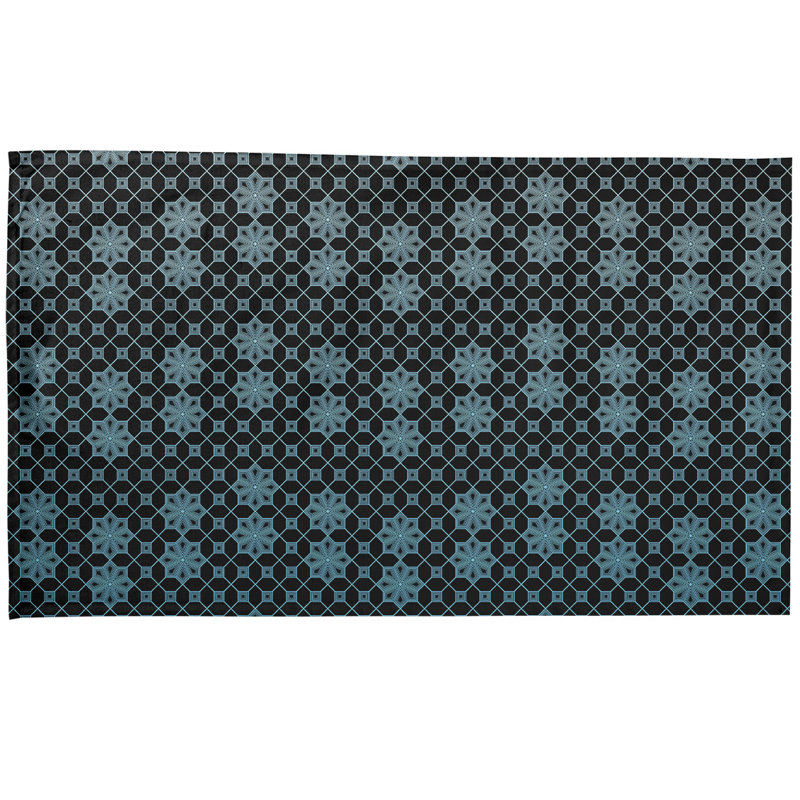 Serviette de thé à treillis, Bleu, Polyester sergé