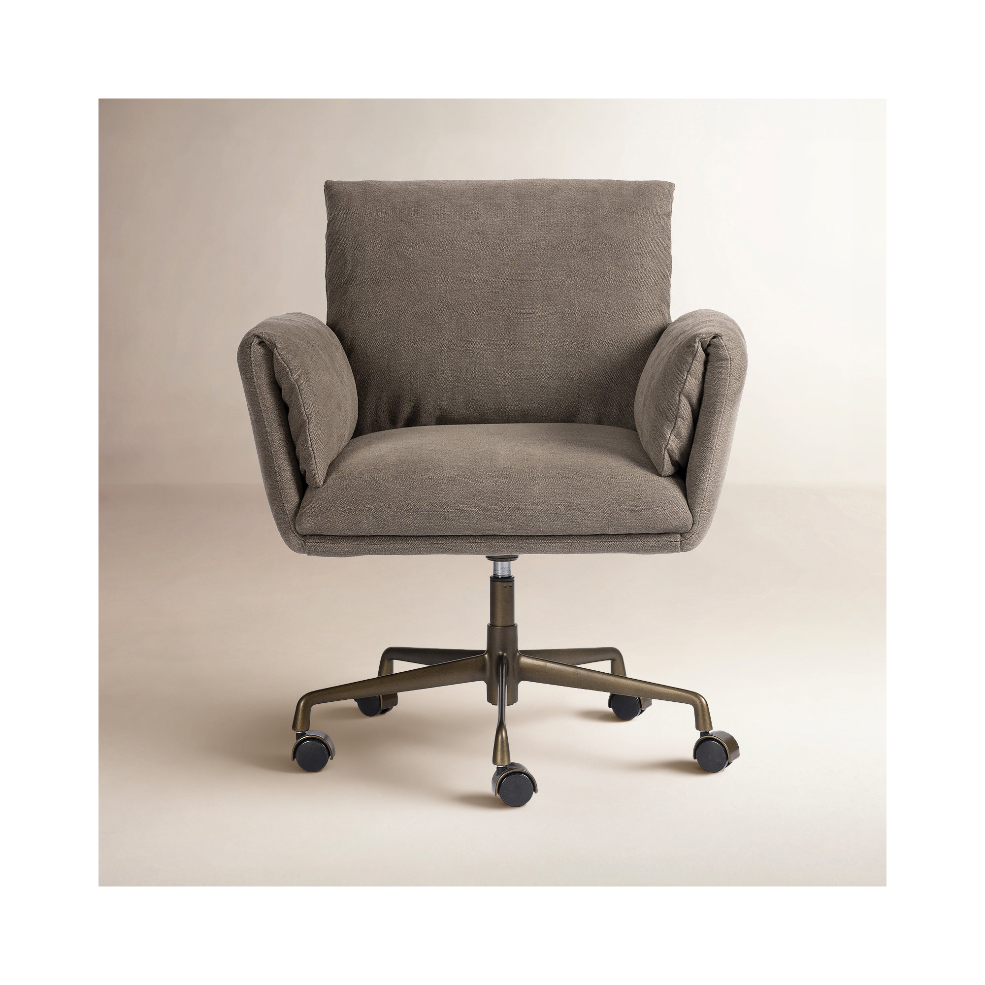 Salerno Desk Chair, Linen, Brown