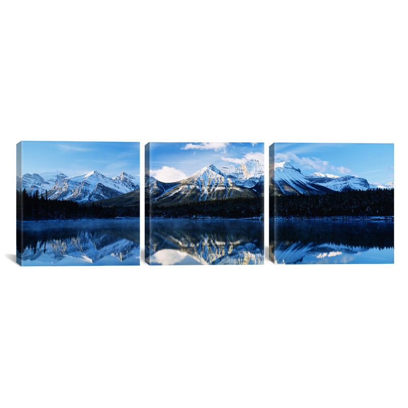 Ensemble de 3 reproductions de photo sur toile tendue, "herbert lake, banff national park, alberta, canada"