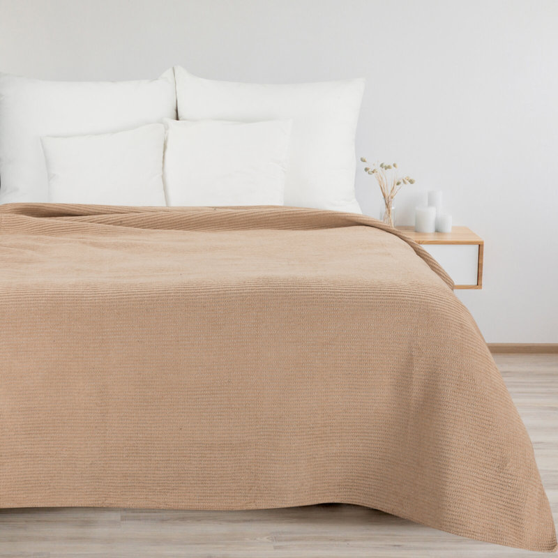 Montevia Polyester No Pattern Bedspread, 220 x 240 cm, Olive