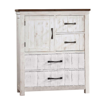 Commode 4 tiroirs l 38,35 po blanc vieilli