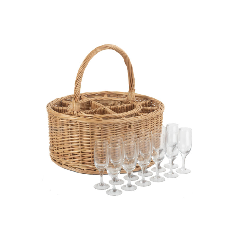Wicker Garden Party Drinks Carrier Basket