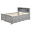 Lit plateforme double avec tête de lit, ports de chargement USB, lit gigogne et 3 tiroirs de rangement - gris-1180382735-1180382730
