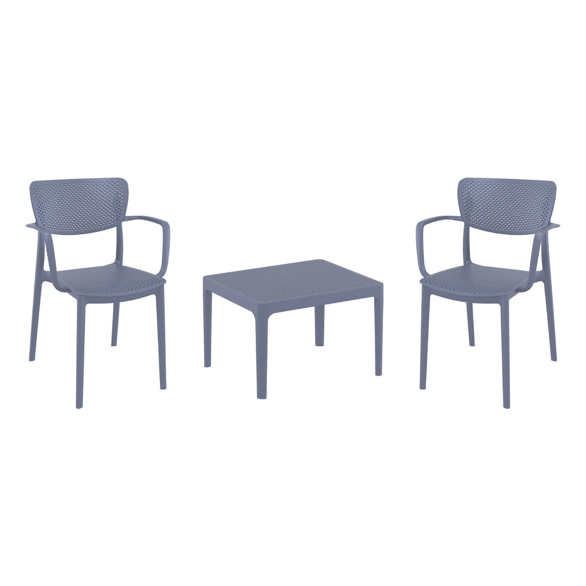 Farrah Loft Armchair 2 Person Seating Set, Dark Gray
