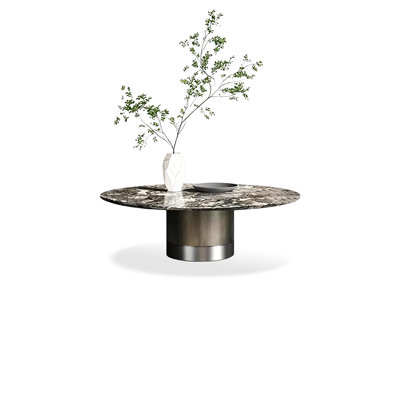 Luxury Natural Stone with Brushed Metal Base Coffee Table