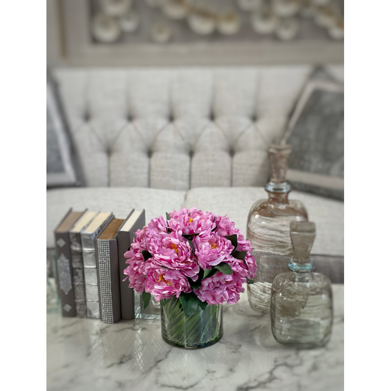 Peony Bouquet, Pink, 12"H x 12"W x 12"D