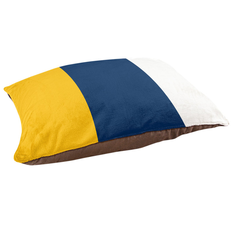 Coussin Cleveland, Petit (l 28 po x P 18 po x H 6 po), Jaune / bleu marine / blanc