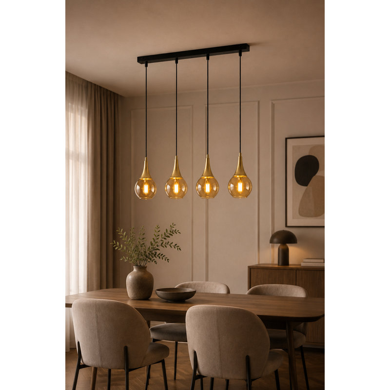 Creasy 4 - Light Kitchen Island Pendant, Gold, Black/Gold