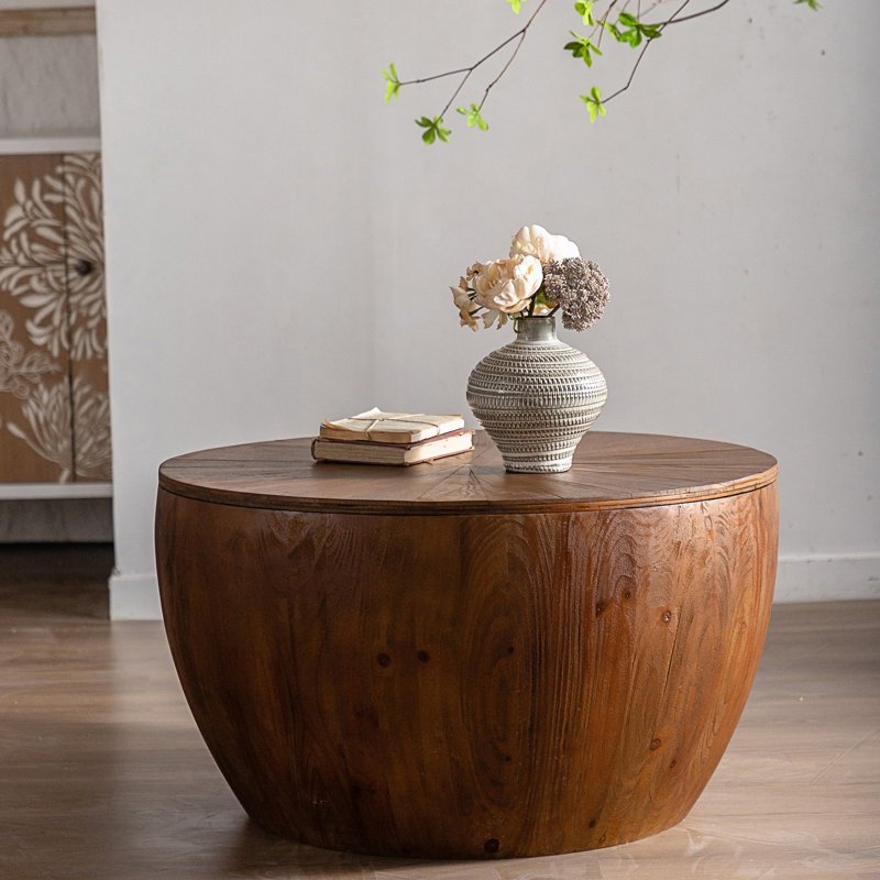 Table basse en forme de seau de style rétro avec fonction de rangement