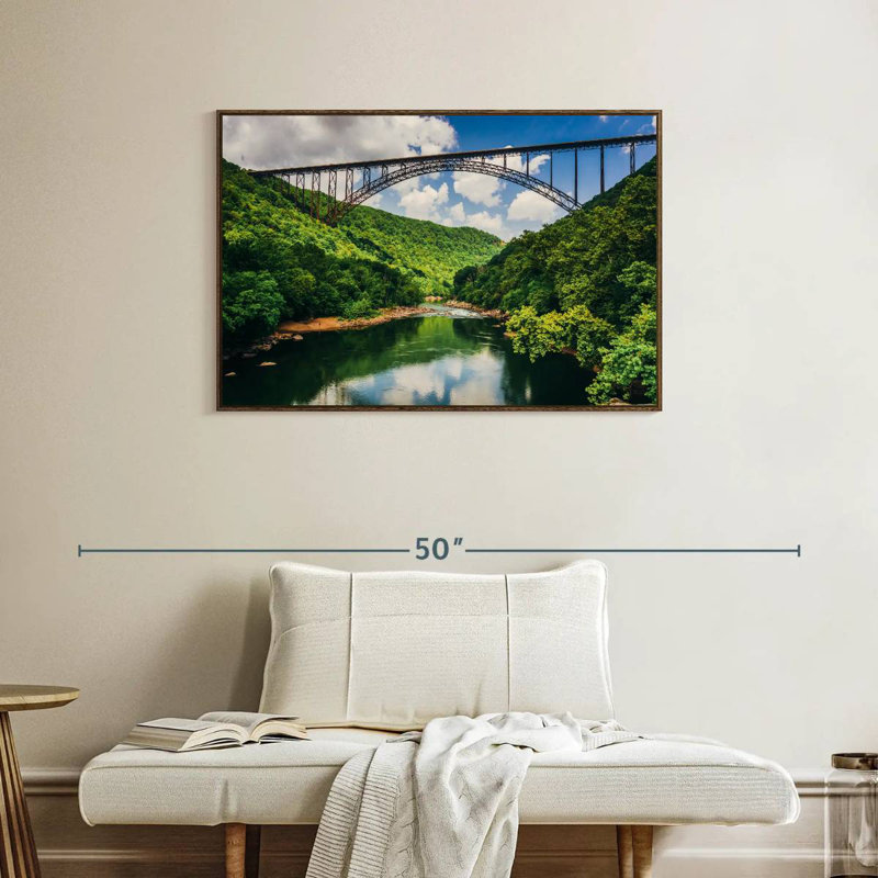 Pont New River Gorge, 37 po x 25 po, Cadre flottant noyer