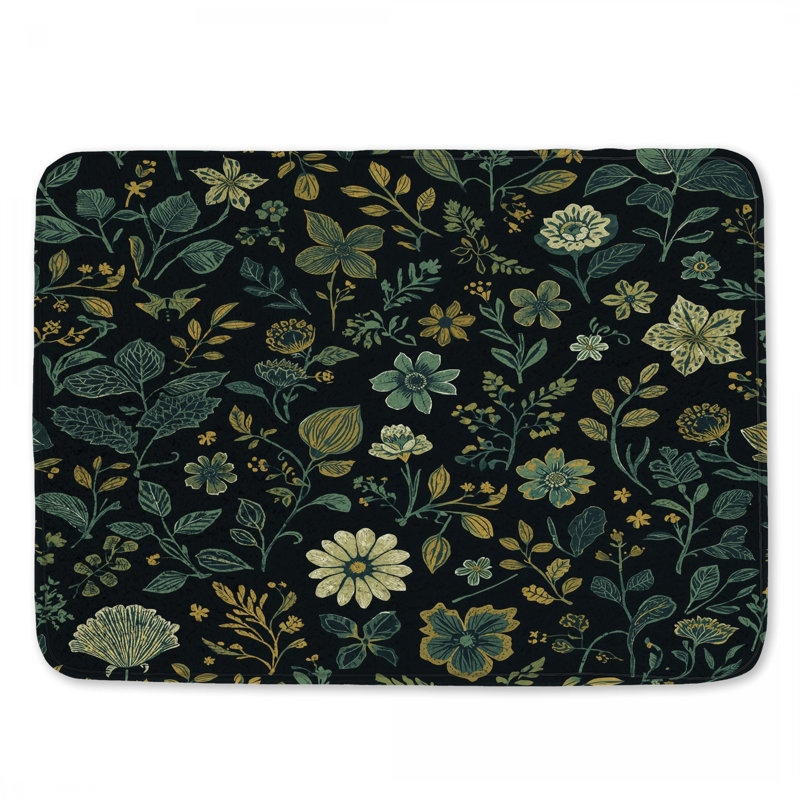 Tapis de bain à motif floral Botanical, 24 po L x 17 po L