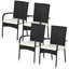 Chaises de salle à manger empilables en rotin avec coussins, ensemble de 4 chaises de patio en osier avec accoudoirs et dossier pour terrasse, terrasse