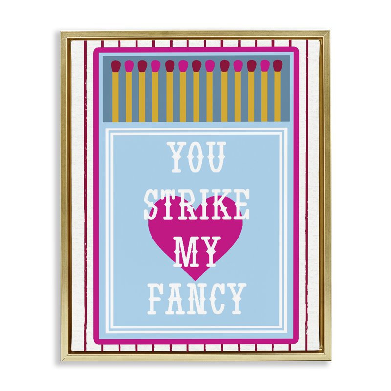 Cadre flottant You Strike My Fancy, design par Lil 'Rue, 31 x 25, Cadre flottant métallique doré