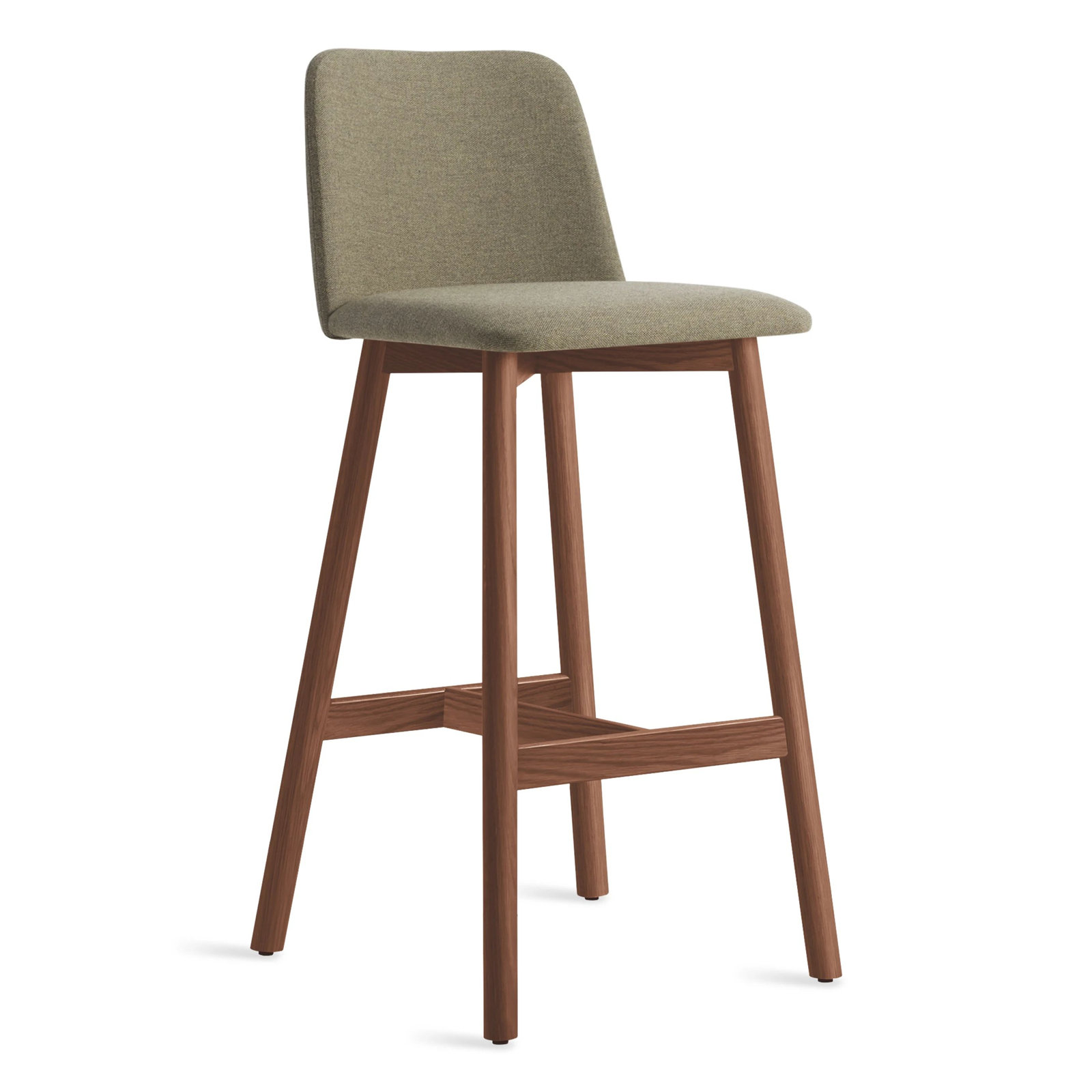 Chip Stool, Walnut, Bar Stool (31" Seat Height), Toohey Olive Plainweave
