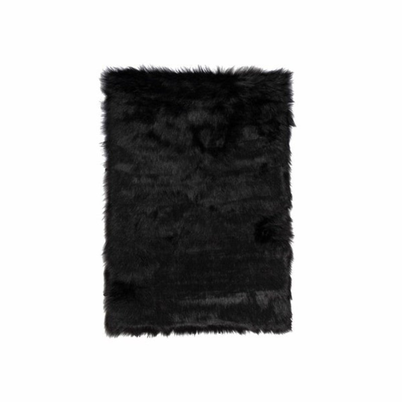 60 po x 96 po noir, peau de mouton - tapis, Rectangle de 5 pi x 8 pi