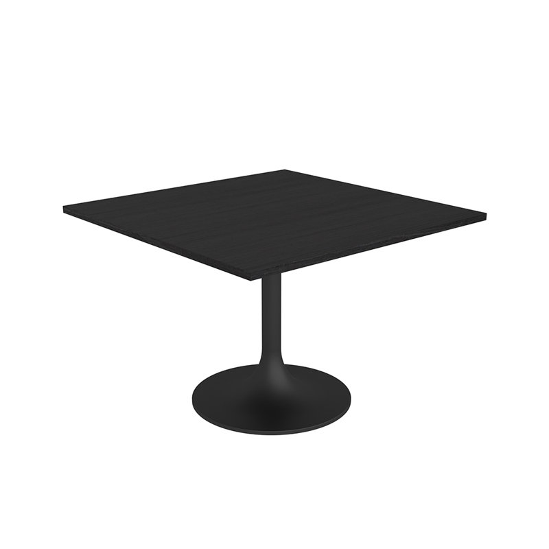 Table de conférence carrée avec base tulipe en métal, L 42 po x l 42 po, Cyprès noir