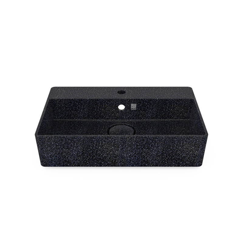 Woodio Cube60 15.748'' Wood Rectangular Bathroom Sink with Overflow, Char