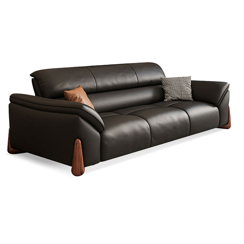 Upholstered " Sofa, 86.61" W, Cuir véritable noir