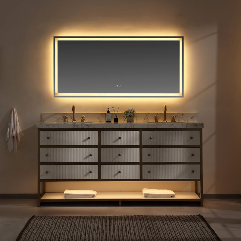 Ensemble de meuble-lavabo double 72 po entièrement assemblé, Blanc