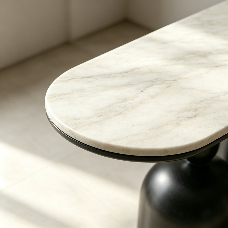 Console de style italien de luxe, H 33,5 po x l 39,4 po x P 13,8 po, Blanc/Noir, Noir