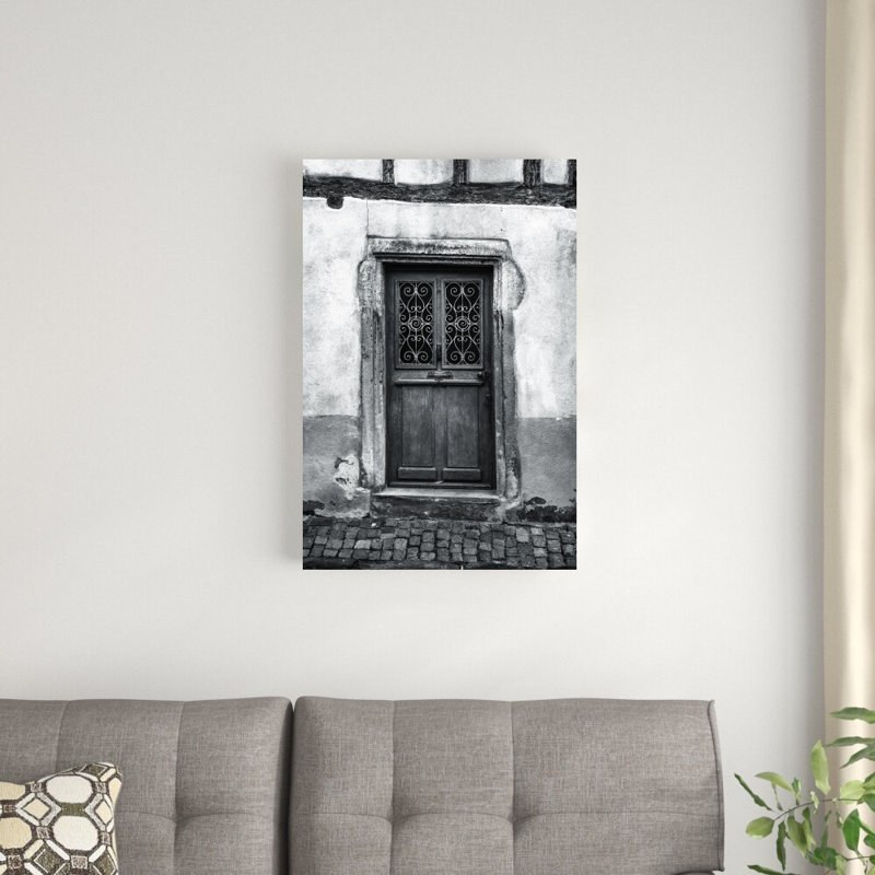 Porte noire et blanche - Photographie sur toile tendue, H 30 po x l 20 po