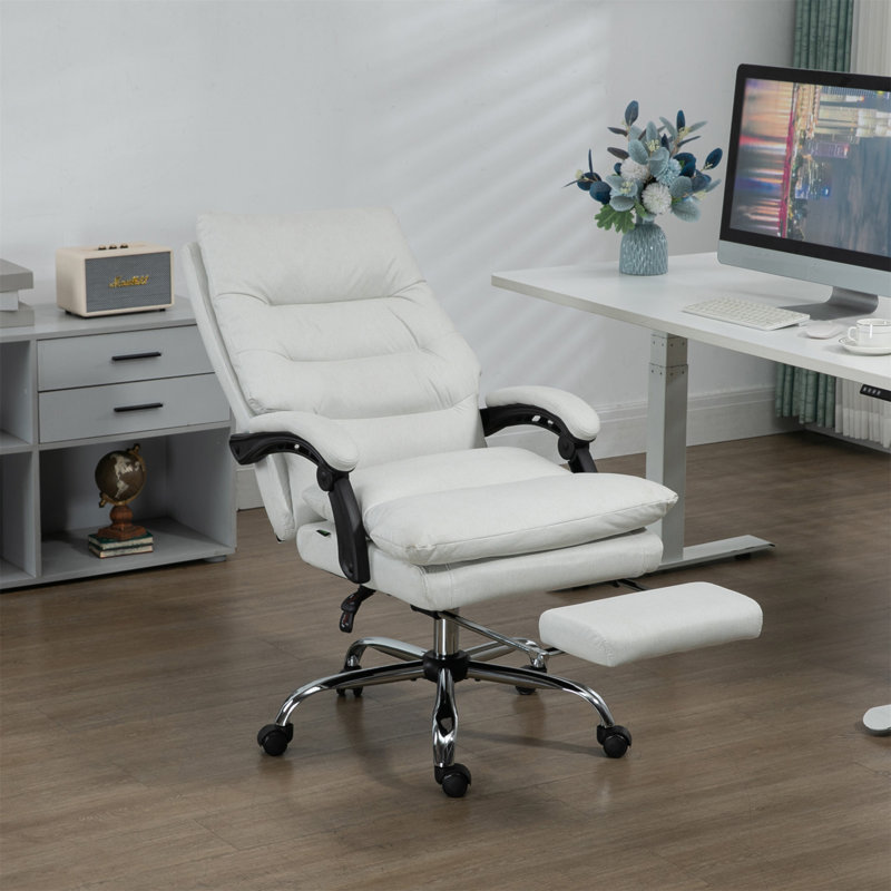 Microfibre Executive Massage Office Chair,  Computer Desk Chair, Heated Reclining Chair With Footrest, Double-Tier Padding, Swivel Wheels