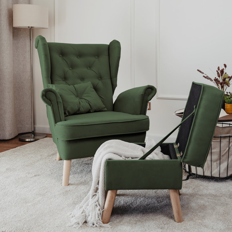 Upholstered Armchair, Green