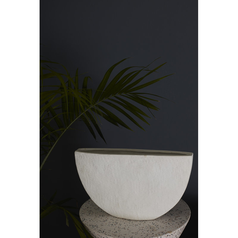 Handmade Ceramic Pot Planter, White, 7.75" H x 13.5" W x 3.5" D