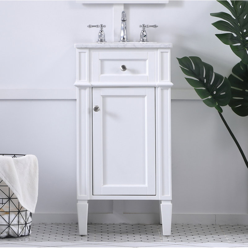 Rivers 18'' Single Bathroom Vanity with Marble Top, White