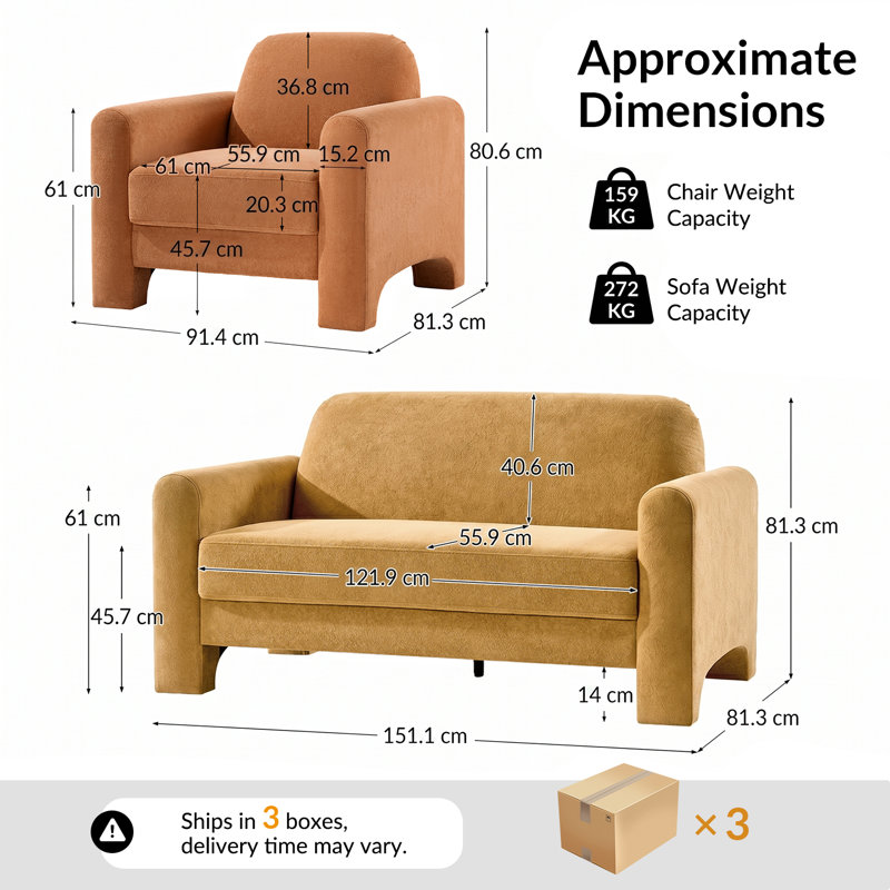 Living Room Set, Camel/Orange