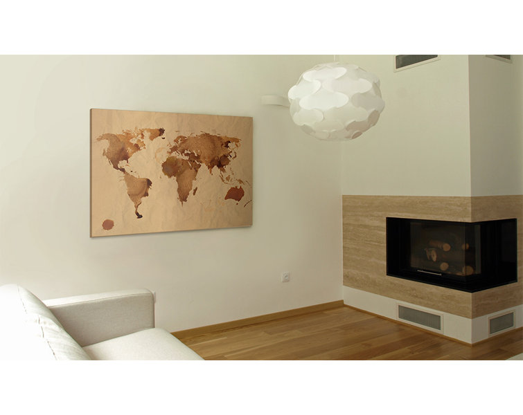 The World Painted with Coffee - Wrapped Canvas Graphic Art Red Barrel Studio