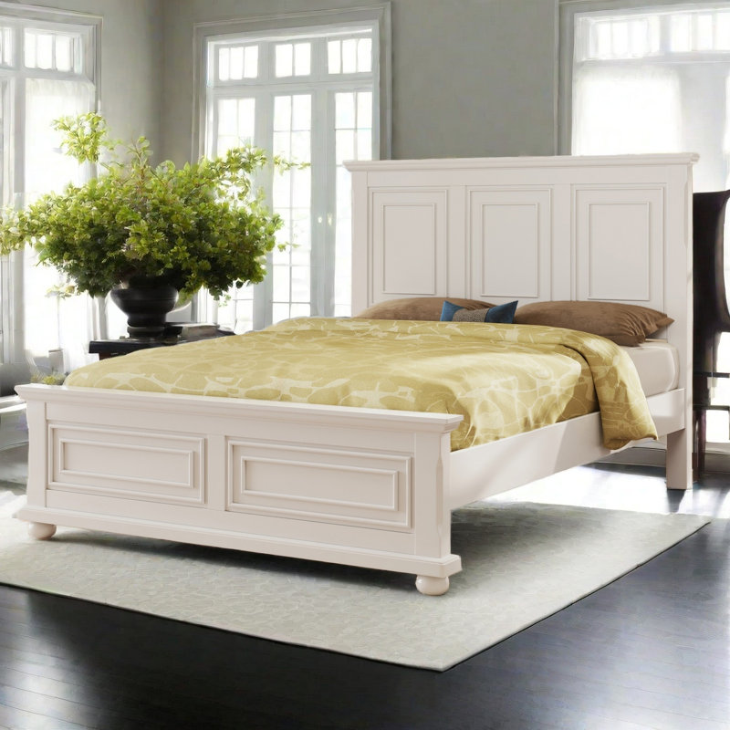 Virginia Wooden Standard Bed with Traditional Tall Headboard, Queen, Brown 