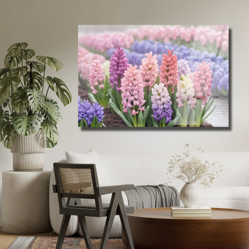 Hyacinthe fleur art mural en verre trempé, H 12 po x l 16 po