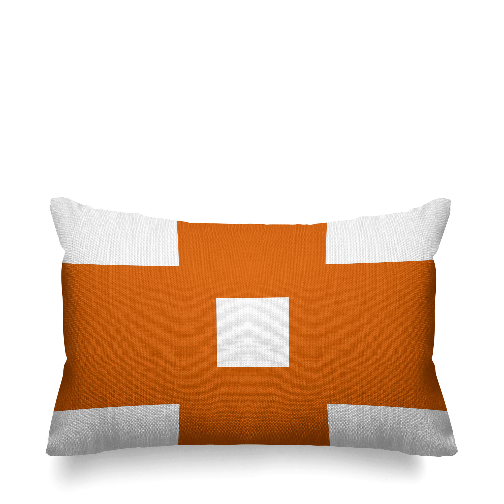 Luella Geometric Spun Polyester Indoor/Outdoor Lumbar Throw Pillow, Orange