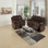 Ensemble de salon de style moderne confortable 2 pièces Ensemble de salon avec accoudoirs coussinés Dossier en suède rembourré chocolat Finition horizontale capitonnage Mobilier de salon principal