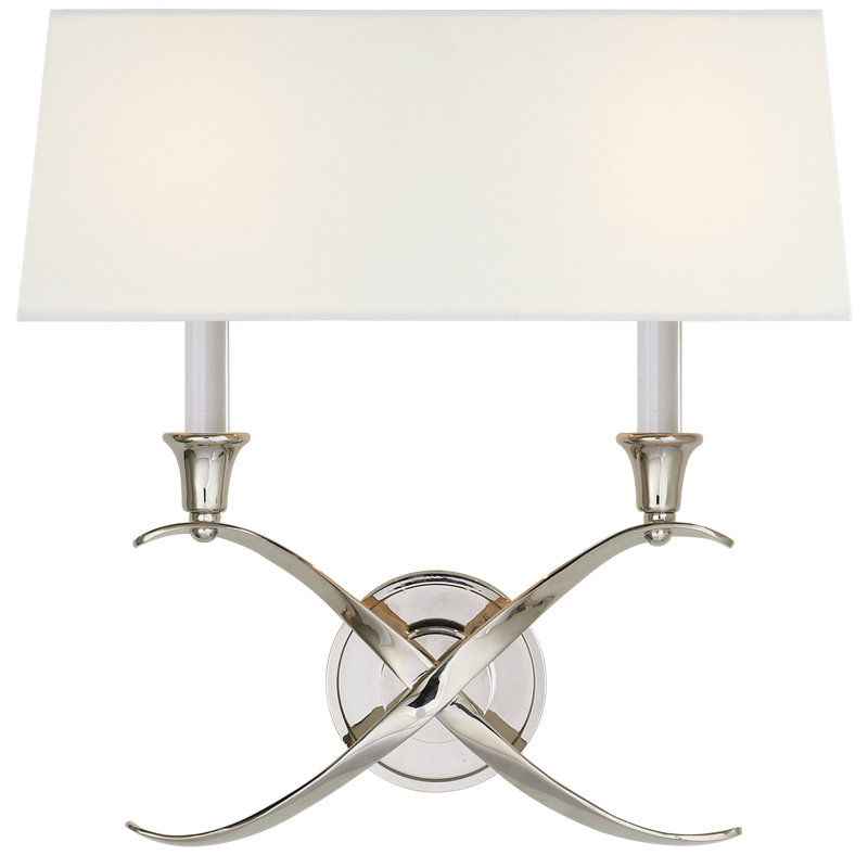 Chapman & Myers Cross Bouillotte Large Sconce, Polished Nickel, Fabric