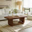 Table basse 47,26 po en bois et cuir de selle, grande table centrale avec base en acier au carbone