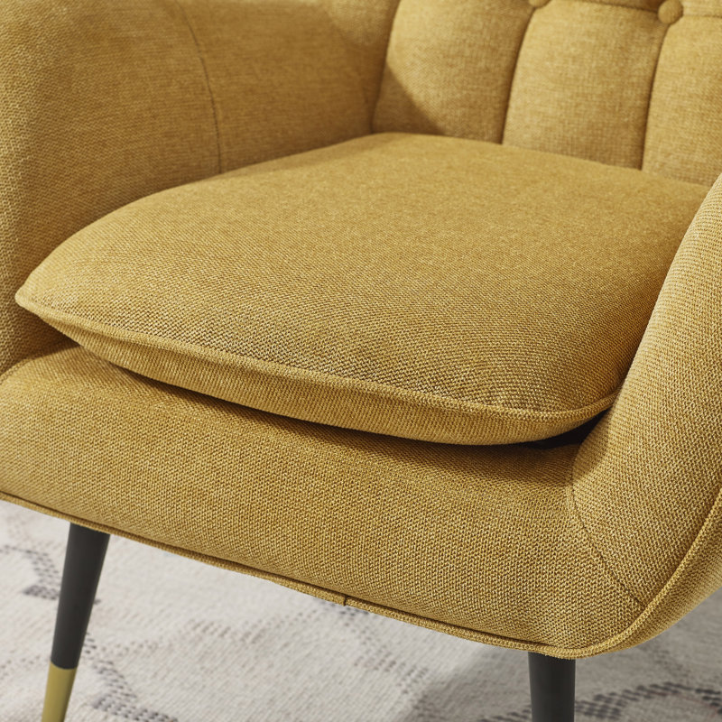 Brianne 30.31'' W Tufted Upholstered Accent Armchair, Yellow Linen Blend